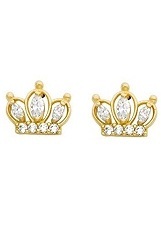 alluring teensy-weensy crown gold baby earrings
